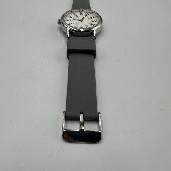 Golden Hour Nurse Watch Women Silver Tone Grey Silicone Band New Battery - Picture 6 of 14